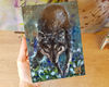 1 Oil painting Dark picture wolf 5.1 - 7.2 in (13.2 - 18.3cm)..jpg