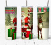 Merry Christmas Santa At The North Pole With Reindeer, Christmas Tumbler, Christmas Skinny Tumbler.Jpg