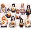 Watercolor clipart people halloween. Guy, girls and children with scary pumpkins with carved faces of Jack o'Lantern in their hands. All characters have differe