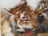 5 Original oil painting in a frame under glass - Tigers 7.2-5.3 in (18.5-13.5 cm)..jpg