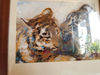 6 Original oil painting in a frame under glass - Tigers 7.2-5.3 in (18.5-13.5 cm)..jpg