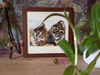 7 Original oil painting in a frame under glass - Tigers 7.2-5.3 in (18.5-13.5 cm)..jpg