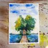 1 Watercolor artwork painting A secluded house 7.6 - 10.4 in (19.5 - 26.5  cm)..jpg