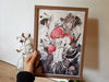 5 Watercolor workl painting in a frame -fly agaric mushroom  8.2 - 11.6 in ( 21-29,7cm )..jpg