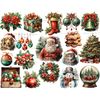 Watercolor clipart bundle. Santa Claus in a red hat and a suit with a black belt. Christmas poinsettia flowers. A stack of knitted Christmas gingerbreads with a