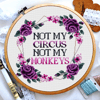 Not my circus Not my monkeys, Cross stitch funny quote, Sarcastic cross stitch, Wreath with pink roses, Cross stitch flowers, Digital PDF.jpg