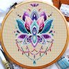 Mandala flower lotus cross stitch, Cross stitch pattern flowers, Rainbow cross stitch, Beginner cross stitching, Digital download PDF.jpg