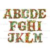 Watercolor Christmas alphabet letters and numbers. Elegant floral font for Xmas letters A, B, C, D, E, F, G, H, I, J, K, L, M. Winter alphabet with holly leaves