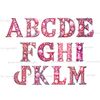 Watercolor pink glamor alphabet letters. Trendy luxury retro 2000s font for invitations letters A, B, C, D, E, F, G, H, I, J, K, L, M. Alphabet with pink rhines