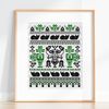 vintage embroidery pattern cats