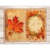 Autumn Watercolor Junk Journal Pages. Vintage fall Diary Pages with maple leaf on old paper diary cover background with handwritten text. Autumn Junk Journal Pa