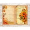 Autumn Watercolor Junk Journal Pages. Vintage pages with orange flowers, sunflowers, autumn berries and foliage. Autumn Letterhead Junk Journal Page with Lines