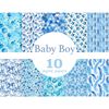 Watercolor Baby Boy paper bundle, Baby Shower seamless patterns, blue bubbles patterns, blue feathers digital papers, blue stars printable papers, blue bows dig