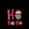 Womens Ugly Christmas Beared Skull With Ho Ho Ho Santa Hat Apprel V Neck 5.jpg
