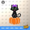 Cute Black Cat Svg, Halloween Girl SVG  Girl Cat with Bow Svg, Girls Monogram Svg, Kids Cut Files, Silhouette Cricut, Black Cat Cut files - 5.jpg