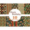 Bundle of terracotta green Birthday Papers, Bday Gift Box seamless patterns, Male patterns, Happy Birthday printable paper, Birthday Cake digital background, Ge