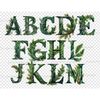 Spruce Branch Alphabet Clipart. Cozy Winter letters for Christmas invitations letters A, B, C, D, E, F, G, H, I, J, K, L, M. Forest alphabet letters