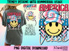 Retro 4th of July smiley png for sublimation, America vibes png, retro smiley face beanie png, digital download, front and back design - 1.jpg
