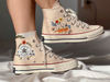 Embroidered Converse High TopsFlower ConverseCustom Converse PetEmbroidered ConverseGarden Of Sunflowers And Daisies And Lizards - 1.jpg