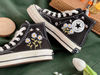 Flower ConverseCustom Converse White Chrysanthemum And BeesEmbroidered Logo DaisyCustom Converse Chuck Taylors 1970sGift For Her - 1.jpg