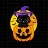 Black Cat Witch Hat Pumpkin Halloween Png, Cute Black Cat Witch Halloween Png, Black Cat Halloween Png, Cat Witch Png - 1.jpg