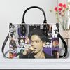 Prince Singer Leather Handbag, Watercolor Art - Prince Purple Women Bag, Personalized Leather BagPurseTote Bag, Custom Prince Shoulder Bag - 2.jpg