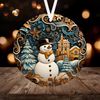 3D Snowman Christmas Ornament Sublimation PNG, Instant Digital Download, Christmas Round Ornament PNG Snowman Ornament Tree Decor - 1.jpg