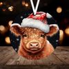 Christmas Highland Cow Ornament Sublimation PNG, 300 dpi, Instant Digital Download, Round Ornament PNG Christmas Farm Funny Ornament - 1.jpg