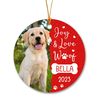 Personalized Dog Photo Frame Ornament Christmas 2023, Picture Joy & Love Woof Christmas Ornament, Customized Photo Dog Ornaments Gift - 3.jpg