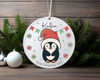 Personalised Baby's First Christmas Decoration Penguin Ceramic Ornament Home Decor Christmas Round Ornament - 5.jpg