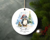 Personalized First Christmas 2023 Cute Baby Penguin Ceramic Ornament Home Decor Christmas Round Ornament - 1.jpg