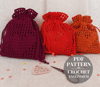 Crochet drawstring pouch pattern, Gift bag crochet pattern, Christmas gift pouch goodie, Crochet storage bag, Small pouch crochet pattern.