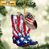 Cowboy Boots And Hat Ornament, Christmas Ornament Gift for Cowboy, Personalized Cowboy Ornaments, Western Cowboy Personalized Christmas - 2.jpg