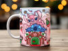 Angel Stitch On Candy House 3D Inflated Christmas Mug Wrap, 90 s Cute Cartoon Christmas 11oz 15oz Mug Design PNG, 3D Puff 20oz Mug Wrap Gift - 1.jpg