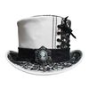 Steampunk Black Crusty Band White Leather Top Hat (3).jpg