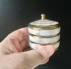 Round Brass Jewelry Box with Mother of Pearl Inlay