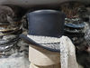 Steampunk Havisham White Crusty Fabric Navy Blue Leather Top Hat (5).jpg