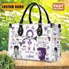 Prince Singer Leather Handbag, Watercolor Art - Prince Purple Women Bag, Personalized Leather BagPurseTote Bag, Custom Prince Shoulder Bag 1.jpg