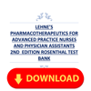 txt LEHNE’S PHARMACOTHERAPEUTICS FOR ADVANCED PRACTICE NURSES AND PHYSICIAN ASSISTANTS 2ND EDITION ROSENTHAL TEST BANK.png
