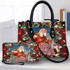 Christmas Santa Claus Leather Bag & Wallet, Santa Claus Women Shoulder Bag, Santa Handbag, Santa Lover Gift, Custom Handbag, Christmas Bag.jpg