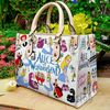 Alice In Wonderland Leather Handbag, Alice Cartoon Women Bag, Personalized Leather BagPurseTote Bag, Custom Disney Alice Shoulder Bag 1.jpg