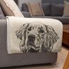 Custom Pet Pen Art Portrait Blanket, Personalized Dog Photo Throw Blanket, Dog Mom Gift, Dog Face and Name Blanket, Dog Lover Gift