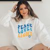 Custom Hannukah Sweater, Chanukah Sweatshirt for Her, Hanukkah Shirt, Peace Love Light Crewneck, Retro Hanukkah Sweater, Womens Jewish Gift.jpg