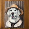 acrylic paints, canvas on cardboard, dog, painting