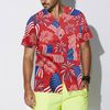 4th Of July Patriotic American Flags Red Aloha Hawaiian Beach Summer Graphic Prints Button Up Shirt.jpg