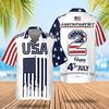 Amendment 4th Of July Patriotic American Flags Aloha Hawaiian Beach Summer Graphic Prints Button Up Shirt.jpg