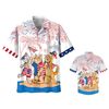 Cats 4th Of July Patriotic American Flags Aloha Hawaiian Beach Summer Graphic Prints Button Up Shirt.jpg