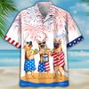 German Shepherd 4th Of July Patriotic American Flags Aloha Hawaiian Beach Summer Graphic Prints Button Up Shirt.jpg