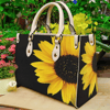 Sunflower Floral Black Leather Women Handbags.jpg