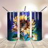 20 Oz Tumbler Watercolor Sunflower Blue Background wrap tapered straight template digital download sublimation graphics  instant download.jpg